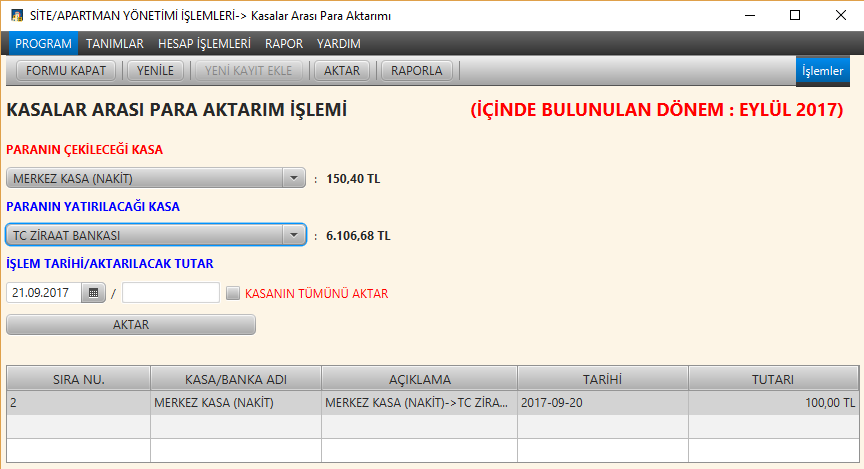 Kasalar Arası Para Aktarımı